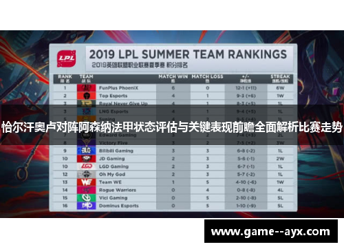 恰尔汗奥卢对阵阿森纳法甲状态评估与关键表现前瞻全面解析比赛走势